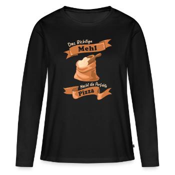 La bonne farine fait la pizza parfaite - T-shirt manches longues Premium bio Femme - noir - Devant - Julia (174cm)