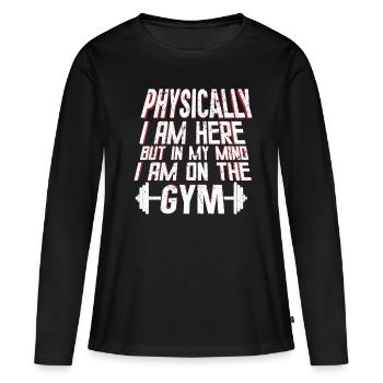 Fitness Training Gym Workout Poids - T-shirt manches longues Premium bio Femme - noir - Devant - Julia (174cm)