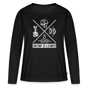 Klettern Bergsport Kletterer - Frauen Premium Bio Langarmshirt - Schwarz - Vorne - Julia (174cm)