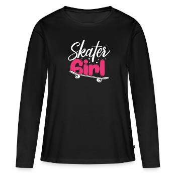 Skater Girl Skateboard Skate Skater Cadeau - T-shirt manches longues Premium bio Femme - noir - Devant - Julia (174cm)
