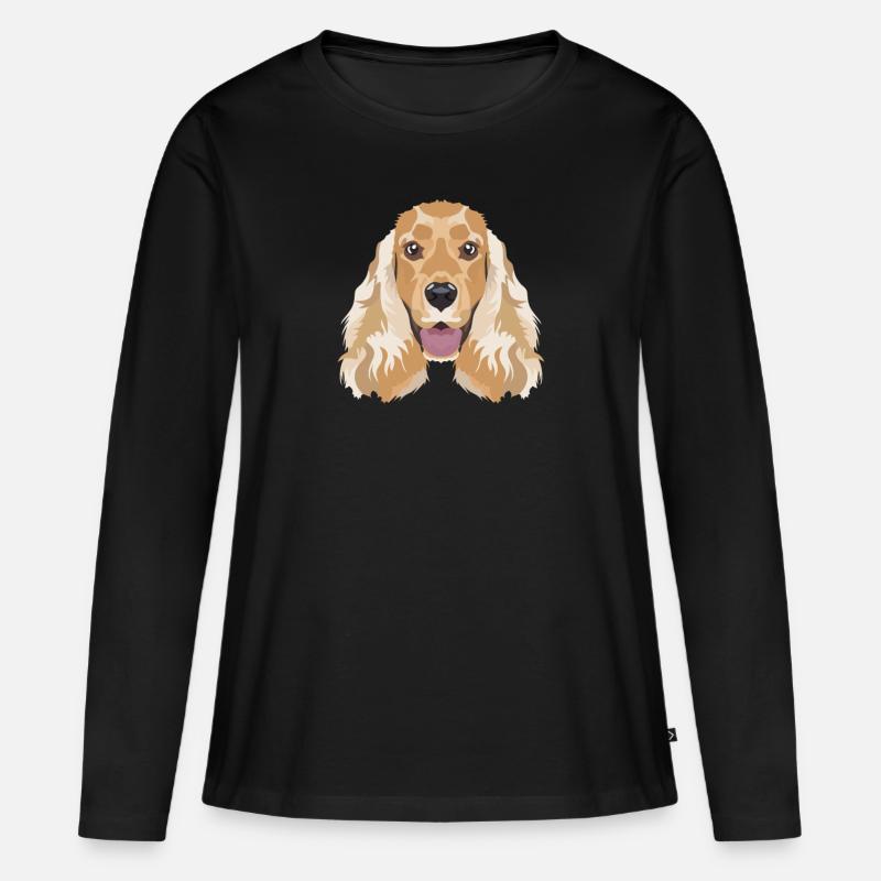Lächelnder English Cocker Spaniel - Frauen Premium Bio Langarmshirt - Schwarz