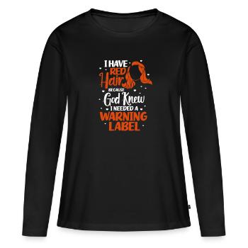 Roux Cheveux Roux Cheveux Roux Redhead Redhead Cadeau - T-shirt manches longues Premium bio Femme - noir - Devant - Julia (174cm)