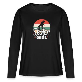 Skater Girl Skateboard Skate Skater Cadeau - T-shirt manches longues Premium bio Femme - noir - Devant - Julia (174cm)