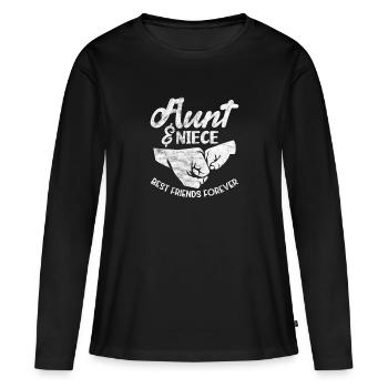 Tante Nièce - T-shirt manches longues Premium bio Femme - noir - Devant - Julia (174cm)