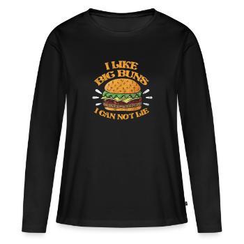 Burger - T-shirt manches longues Premium bio Femme - noir - Devant - Julia (174cm)