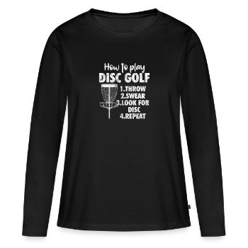 Disc Golf - Frauen Premium Bio Langarmshirt - Schwarz - Vorne - Julia (174cm)