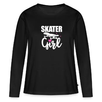 Skater Girl Skateboard Skate Skater Cadeau - T-shirt manches longues Premium bio Femme - noir - Devant - Julia (174cm)