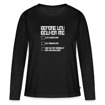 Support technique - T-shirt manches longues Premium bio Femme - noir - Devant - Julia (174cm)