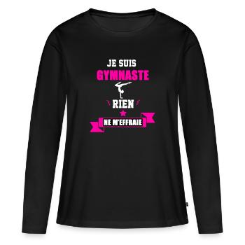 gymnaste Rien ne m'effraie - T-shirt manches longues Premium bio Femme - noir - Devant - Julia (174cm)