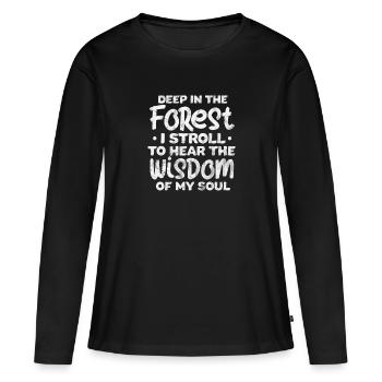 Wald - Frauen Premium Bio Langarmshirt - Schwarz - Vorne - Julia (174cm)