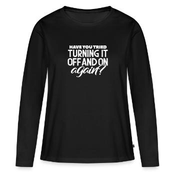 Support technique Computer It Admin Cadeau - T-shirt manches longues Premium bio Femme - noir - Devant - Julia (174cm)