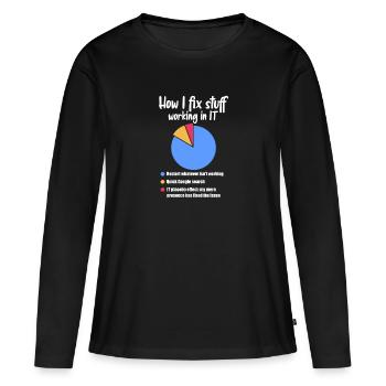 Support technique Computer It Admin Cadeau - T-shirt manches longues Premium bio Femme - noir - Devant - Julia (174cm)