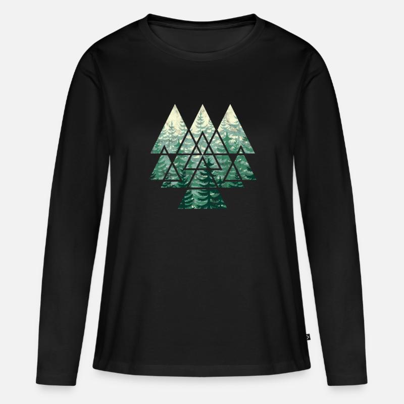 Wald - Frauen Premium Bio Langarmshirt - Schwarz