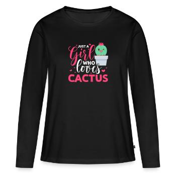 Cactus Fille Cactus Fille Fille Cadeau - T-shirt manches longues Premium bio Femme - noir - Devant - Julia (174cm)