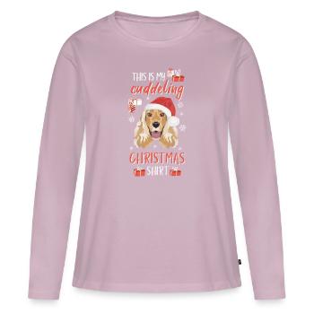 Deutsch Cocker Épagneul Noël - T-shirt manches longues Premium bio Femme - rose poudré - Devant - Julia (174cm)