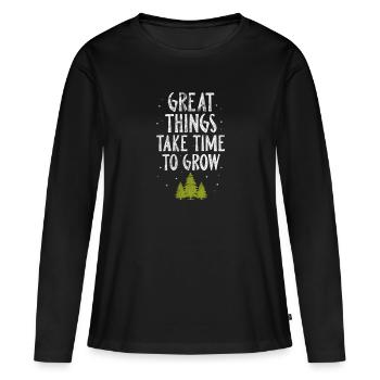Wald - Frauen Premium Bio Langarmshirt - Schwarz - Vorne - Julia (174cm)