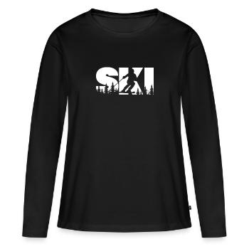 Ski - Frauen Premium Bio Langarmshirt - Schwarz - Vorne - Julia (174cm)
