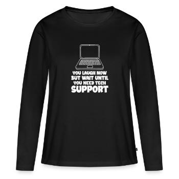 Support technique Computer It Admin Cadeau - T-shirt manches longues Premium bio Femme - noir - Devant - Julia (174cm)