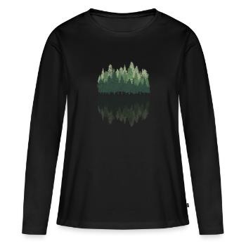 Wald - Frauen Premium Bio Langarmshirt - Schwarz - Vorne - Julia (174cm)