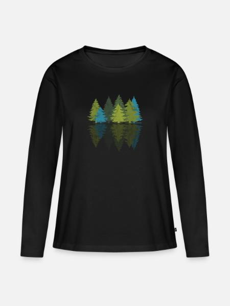 Wald - Frauen Premium Bio Langarmshirt - Schwarz