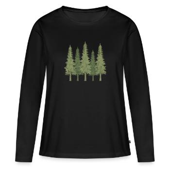 Wald - Frauen Premium Bio Langarmshirt - Schwarz - Vorne - Julia (174cm)