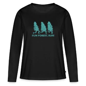 Forêt - T-shirt manches longues Premium bio Femme - noir - Devant - Julia (174cm)