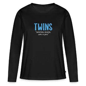 Zwillinge - Frauen Premium Bio Langarmshirt - Schwarz - Vorne - Julia (174cm)