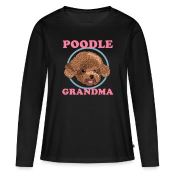 Caniche Grand-mère Chien Siège Maîtresse Cadeau - T-shirt manches longues Premium bio Femme - noir - Devant - Julia (174cm)