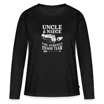 Oncle Nièce - T-shirt manches longues Premium bio Femme - noir - Devant - Julia (174cm)
