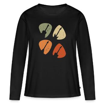 Guitariste Guitariste Guitariste Guitariste Vintage - T-shirt manches longues Premium bio Femme - noir - Devant - Julia (174cm)
