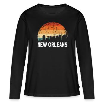 Coucher de soleil à la Nouvelle-Orléans - T-shirt manches longues Premium bio Femme - noir - Devant - Julia (174cm)