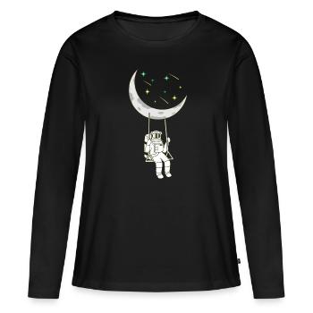 Espace - T-shirt manches longues Premium bio Femme - noir - Devant - Julia (174cm)