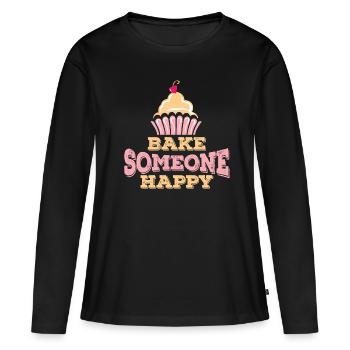 Boulanger Confiseur Gâteau Gâteau Confiserie - T-shirt manches longues Premium bio Femme - noir - Devant - Julia (174cm)