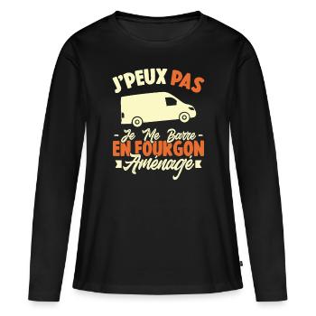 J'peux pas j'me barre en fourgon aménagé - T-shirt manches longues Premium bio Femme - noir - Devant - Julia (174cm)