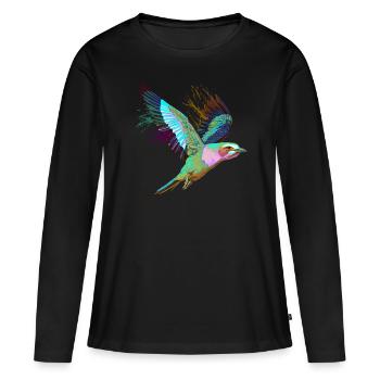 Porte-fourches volantes Bird - T-shirt manches longues Premium bio Femme - noir - Devant - Julia (174cm)