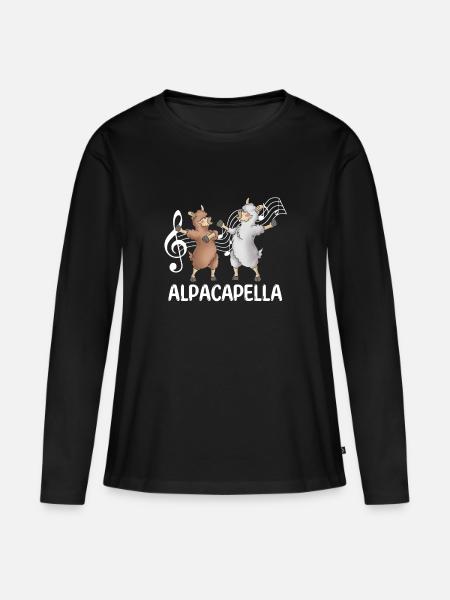 Alpaka - Frauen Premium Bio Langarmshirt - Schwarz