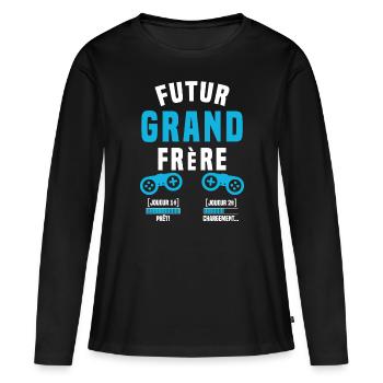 Futur grand frère geek annonce grand frère annonce - T-shirt manches longues Premium bio Femme - noir - Devant - Julia (174cm)