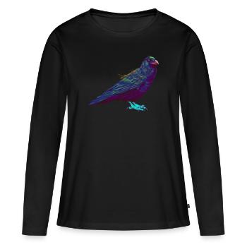 Splash Raven Crow - T-shirt manches longues Premium bio Femme - noir - Devant - Julia (174cm)