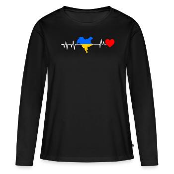 Kiev Heartbeat Cadeau - T-shirt manches longues Premium bio Femme - noir - Devant - Julia (174cm)