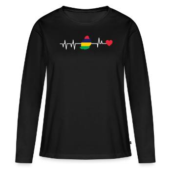 Mauritius Heartbeat Mauritius Gift - Women's Premium Organic Long Sleeve Shirt - black - Front - Julia (174cm)