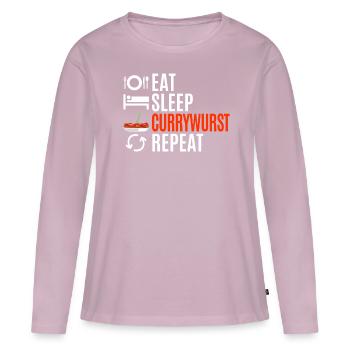 Currywurst Fans Cadeau de nourriture - T-shirt manches longues Premium bio Femme - rose poudré - Devant - Julia (174cm)