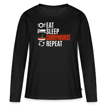 Currywurst Fans Cadeau de nourriture - T-shirt manches longues Premium bio Femme - noir - Devant - Julia (174cm)