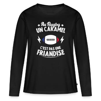 Au Rugby Un Caramel C'est Pas Une Friandise - T-shirt manches longues Premium bio Femme - noir - Devant - Julia (174cm)