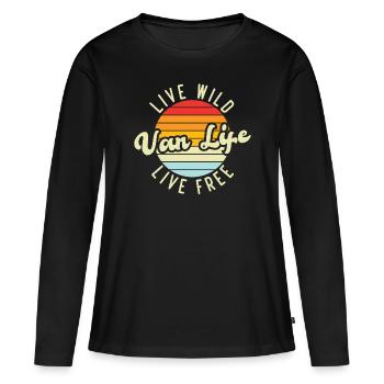 Live wild, live free, van life - T-shirt manches longues Premium bio Femme - noir - Devant - Julia (174cm)