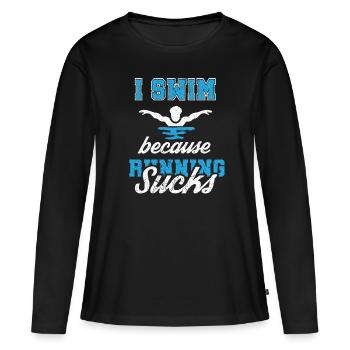 Nageur Nageur Nageur - T-shirt manches longues Premium bio Femme - noir - Devant - Julia (174cm)