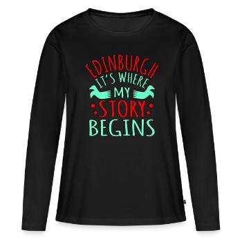 Edinburgh Story geschenk - Frauen Premium Bio Langarmshirt - Schwarz - Vorne - Julia (174cm)