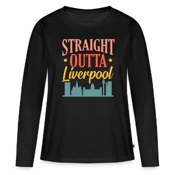 Liverpool Stadtbild Geschenk - Frauen Premium Bio Langarmshirt - Schwarz - Vorne - Julia (174cm)