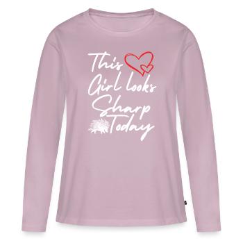 This Girl Looks Sharp Today - Porcupine - Frauen Premium Bio Langarmshirt - Altrosa - Vorne - Julia (174cm)