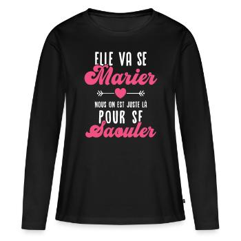 Elle va se marier - T-shirt manches longues Premium bio Femme - noir - Devant - Julia (174cm)