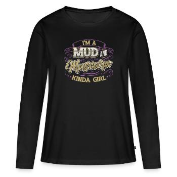 Je suis une fille faite de boue et de mascara - T-shirt manches longues Premium bio Femme - noir - Devant - Julia (174cm)